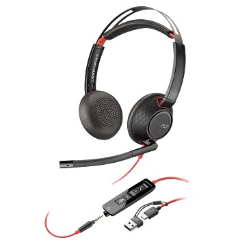 Audífonos Poly Blackwire 5220 con Sistema de Conexión Modular 3.5 mm USB-C/A