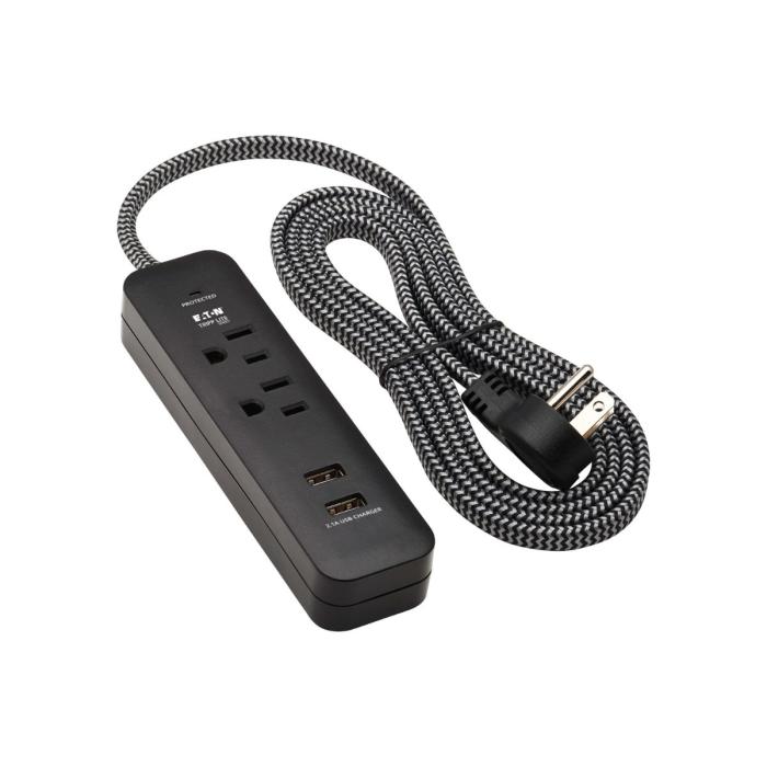 Supresor de Sobretensiones Eaton Tripp Lite de 2 Tomacorrientes y 2 Puertos USB