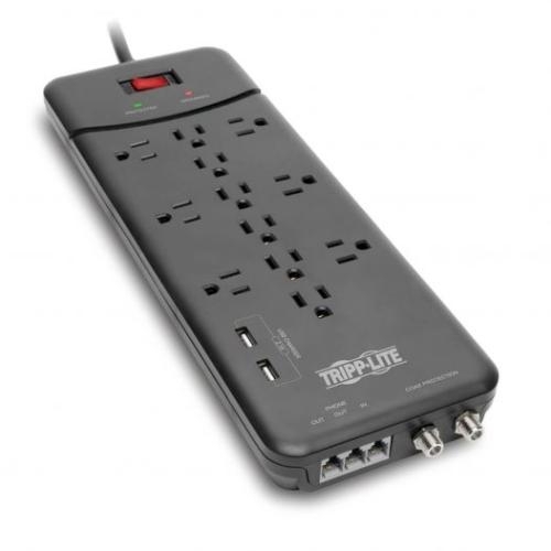 Supresor de Sobretensiones Eaton Tripp Lite de 12 Tomacorrientes y 2 Puertos USB