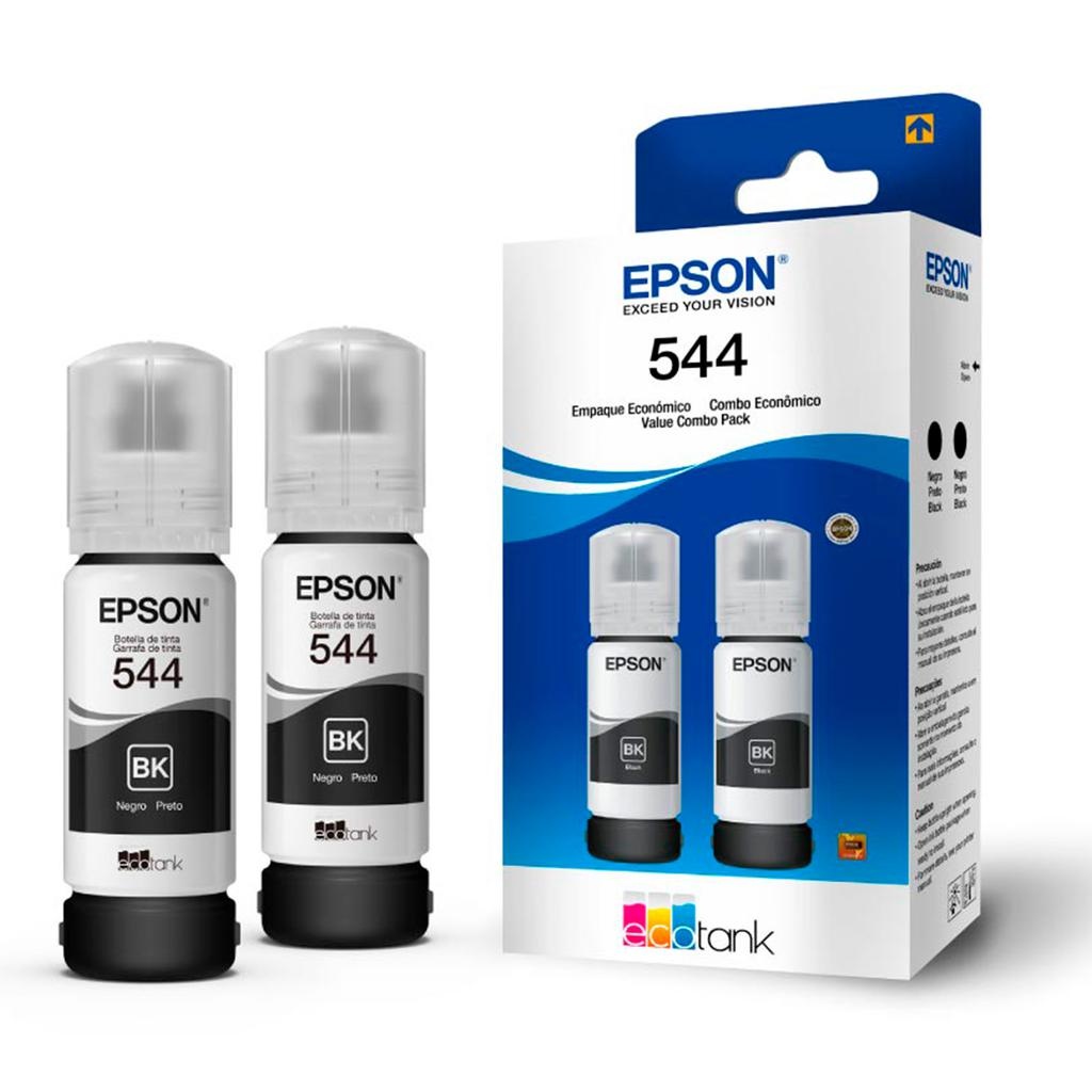Paquete de 2x Botellas de Tinta Negra Epson T544 65ml c/u