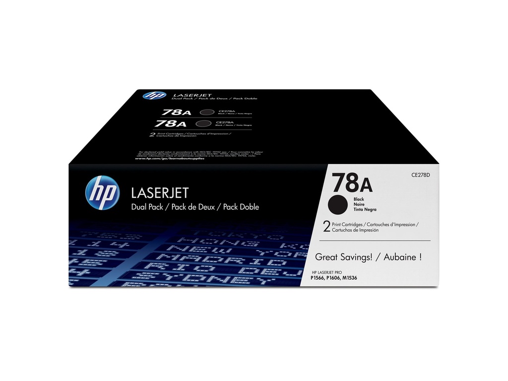 Paquete de 2x Cartúchos de Tóner HP 78A Negro