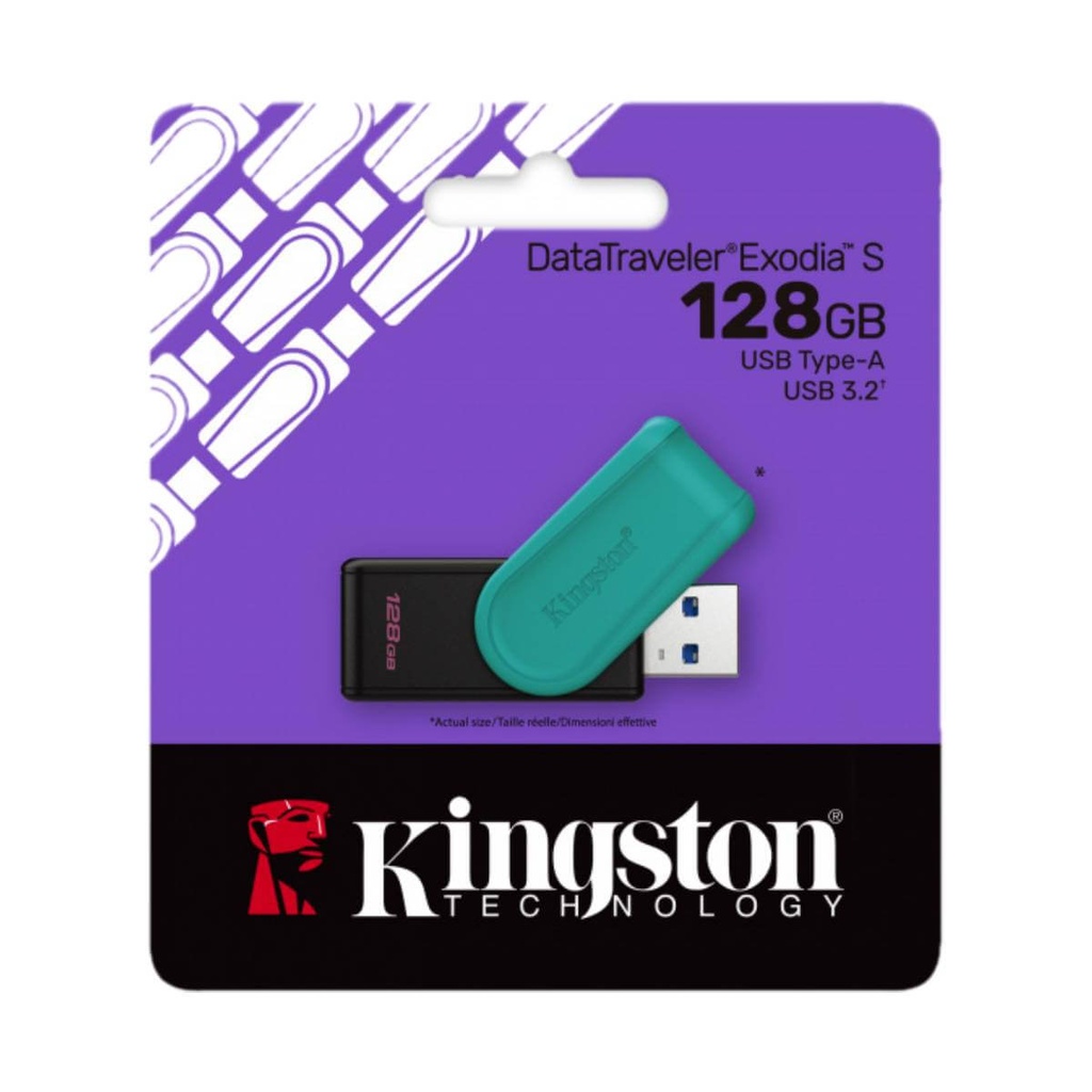 Memoria USB Kingston DataTraveler Exodia S de 128GB USB 3.2 Gen 1, Black/Turquoise