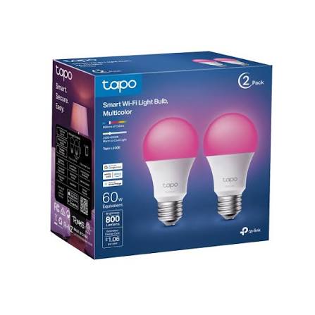 Paquete de 2 Focos Inteligentes Wi-Fi RGB Multicolor Tapo L530E