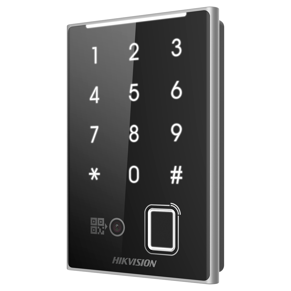 Lector Biométrico Hikvision para Control de Acceso con Huella Digital, Tarjeta, Contraseña y QR