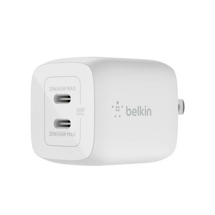 Cargador de Pared Doble USB-C Belkin BoostCharge Pro GaN 50W
