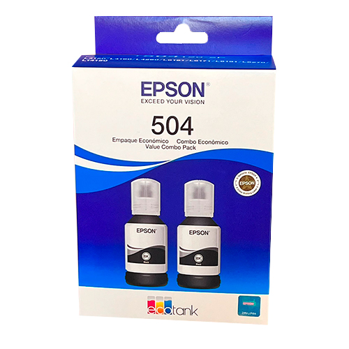 Pack de 2 Botellas de Tinta Epson T504 EcoTank, Negro