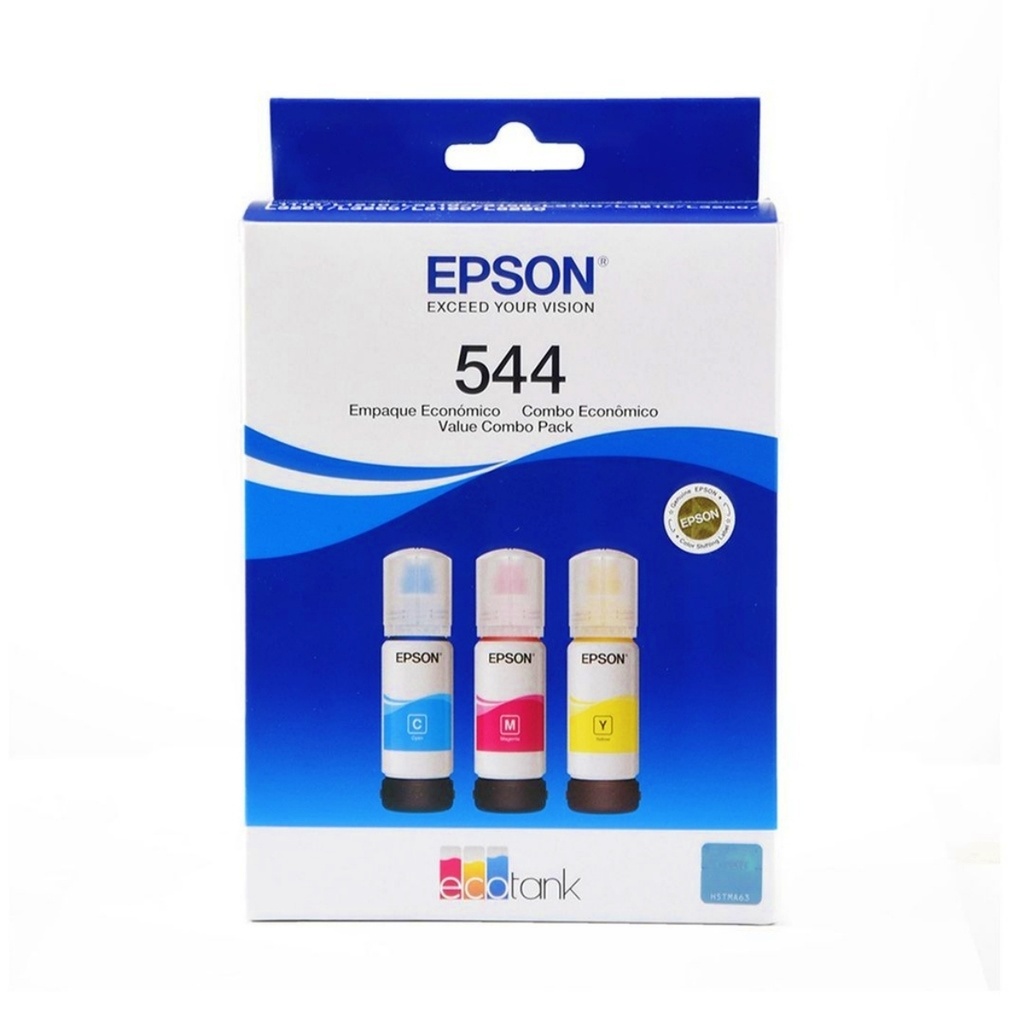 Set de 3 Botellas de Tinta Epson T544 EcoTank, Tricolor