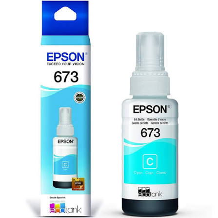 Botella de Tinta Epson T673 EcoTank, Cian