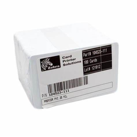 Tarjetas de PVC Zebra Premier Color Blanco Grosor 0.76MM Paquete de 500 Unidades