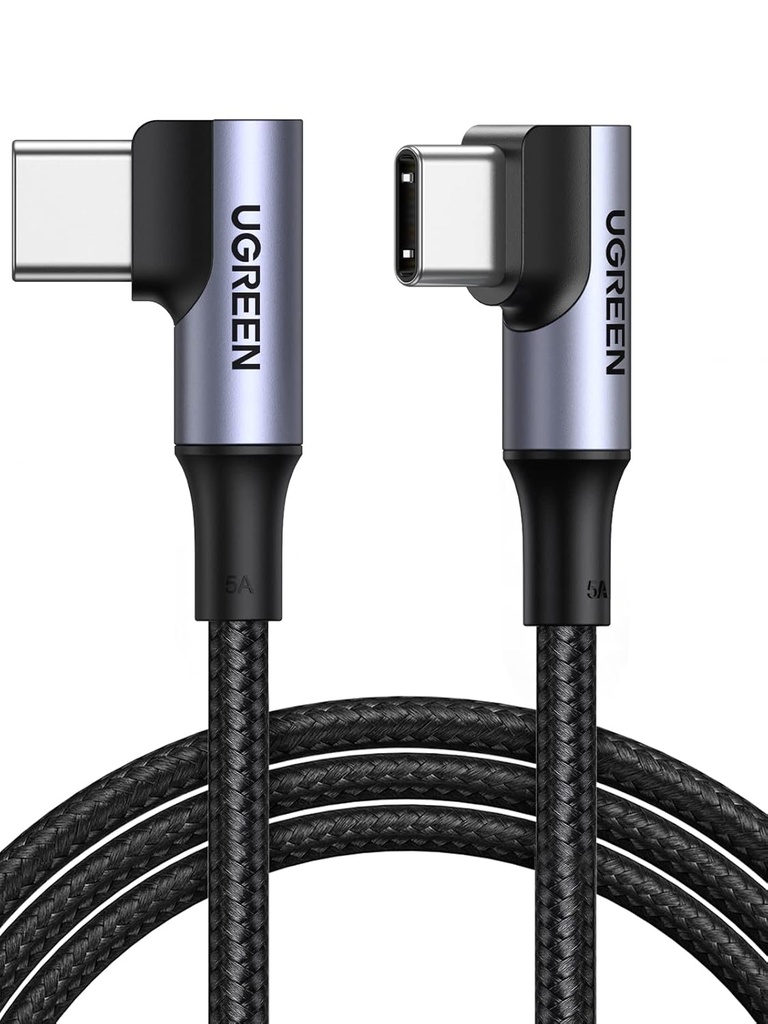 Cable Ugreen USB Tipo C A USB Tipo C de 100W con Puntas de 90grados De 2metros
