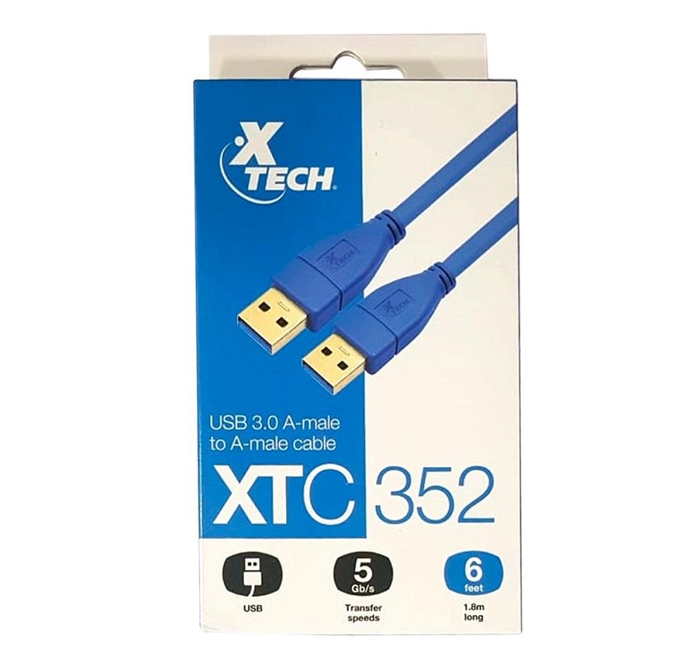 Cable USB 3.0 Macho A Macho, Color Azul, 1,8 Metros, Xtech