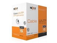 Bobina de Cable U/UTP Cat6 para velocidades Giga, 8 conductores, 4 pares, tensión 75V, calibre 24AWG, revestimiento tipo CM
