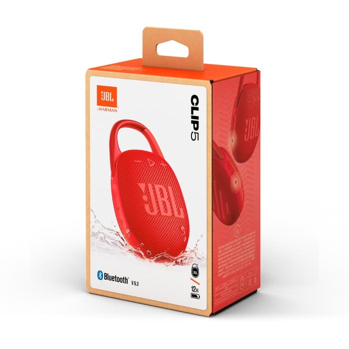 Bocina Bluetooth Portátil JBL Clip 5 Resistente al Agua 7W Color Rojo