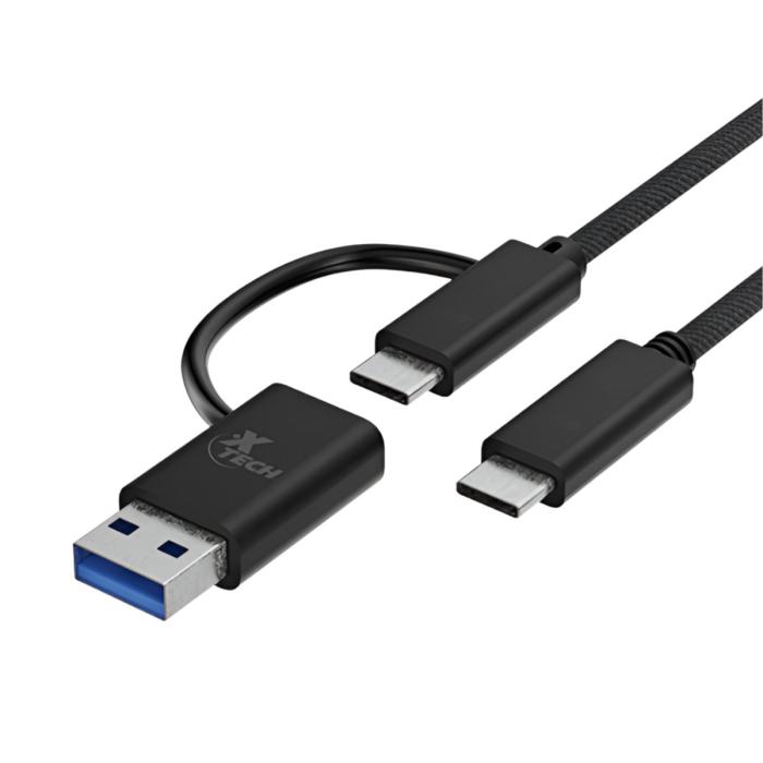 Cable Adaptador Xtech XTC532 2 en 1 USB-C a USB-C con dongle USB-A 2.0