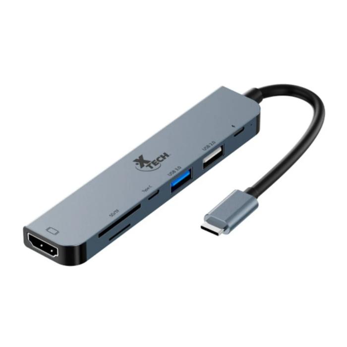 Hub Xtech XTC-571 Adaptador HDMI, USB-A, USB-C, MicroSD y SD