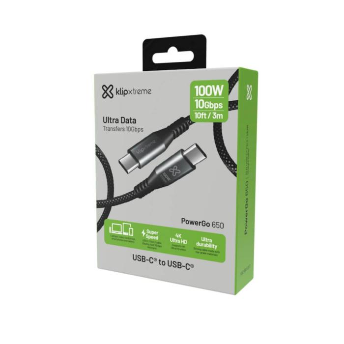 Cable Klip Xtreme PowerGo 650 USB-C 3.1 Gen 2 100W 4K