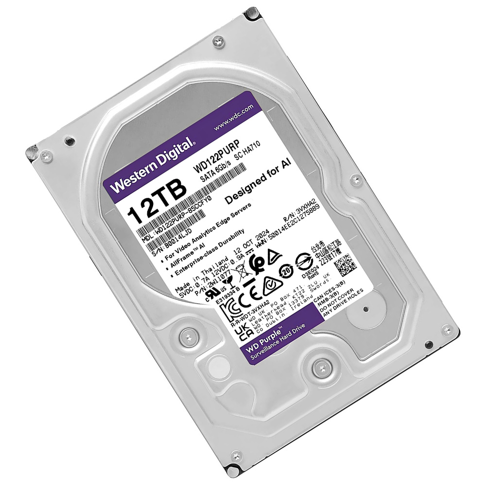 Disco Duro Western Digital WD122PURP para Vigilancia de 12TB SATA3 3.5" 512MB