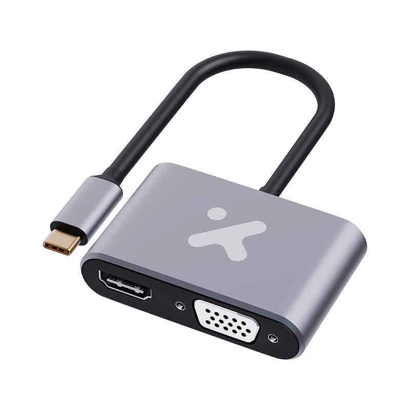 Adaptador Xtech XTC-542 multipuerto 2 en 1 de USB-C a HDMI y VGA