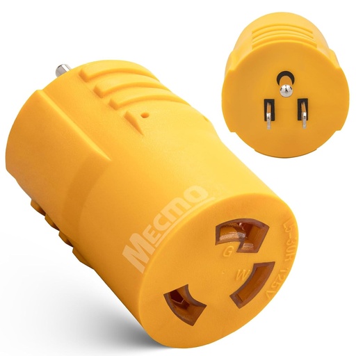 [B0D797FSVB] Adaptador Mecmo Twist-Lock L5-30 a 5-15P de 30A 110 V A 15A 110v Amarillo 