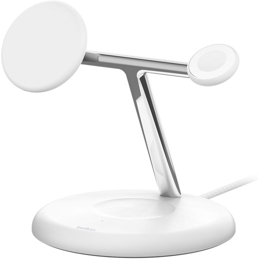 [WIZ023ttWH] Cargador Inalámbrico Belkin BoostCharge Pro 3-en-1 Qi2 15W Blanco USB-C
