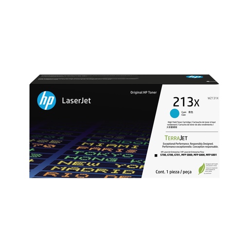 [W2131X] Tóner HP 213X Cian de Alto Rendimiento con TerraJet