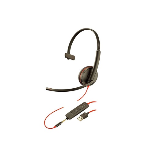 [209746-101] Auriculares Monoaurales USB y 3.5mm Poly Blackwire C3215 Negro