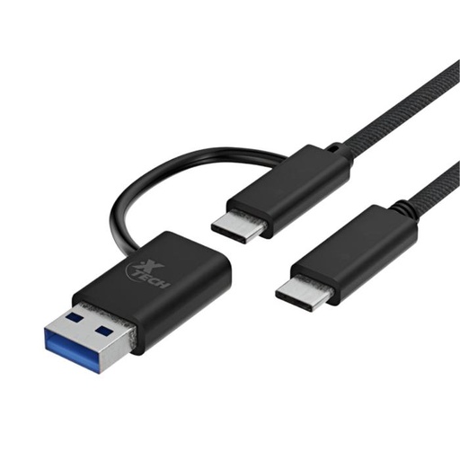 [XTC-532] Cable Adaptador Xtech XTC532 2 en 1 USB-C a USB-C con dongle USB-A 2.0