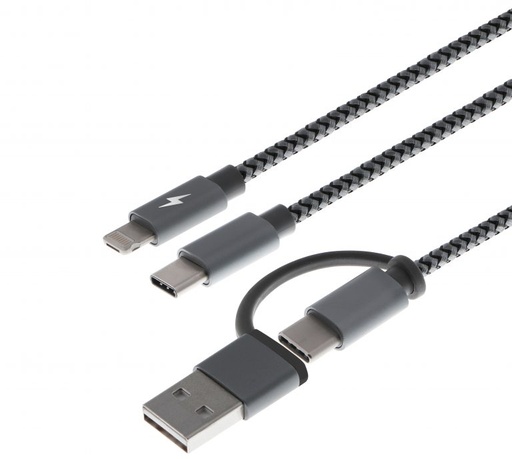 [XTC-560] Cable de Carga Xtech XTC-560 Trenzado Multifuncional 5 en 1 Gris