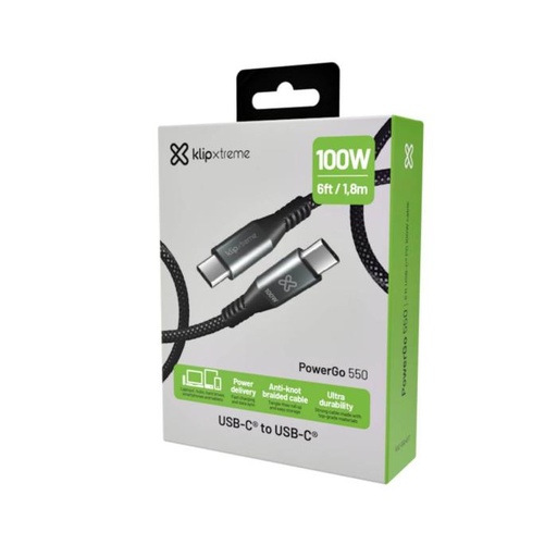 [KAC-550-6FT] Cable Klip Xtreme PowerGo 550 Cable USB-C 2.0 100W