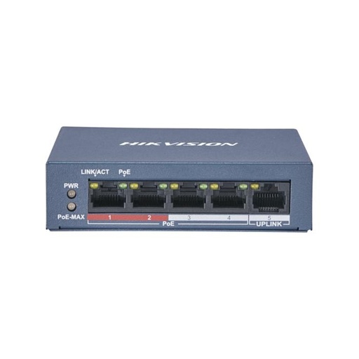 [DS-3E0105P-E/M] Switch Hikvision DS-3E0105P-E/M de 4 Puertos 10/100 Mbps y 1 Puerto RJ45