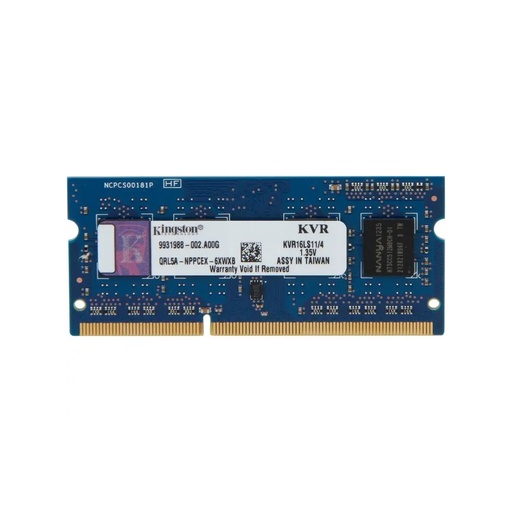 [KVR16LS11/4] Memoria RAM Kingston Generica DDR3L 1600Mhz de 4GB para Notebook 