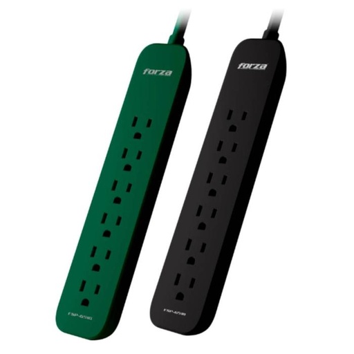 [FSP-651 2PK] Protector tensión 1625W/1000J, 6 slds, enchufe plano-120V/240V - 2PK